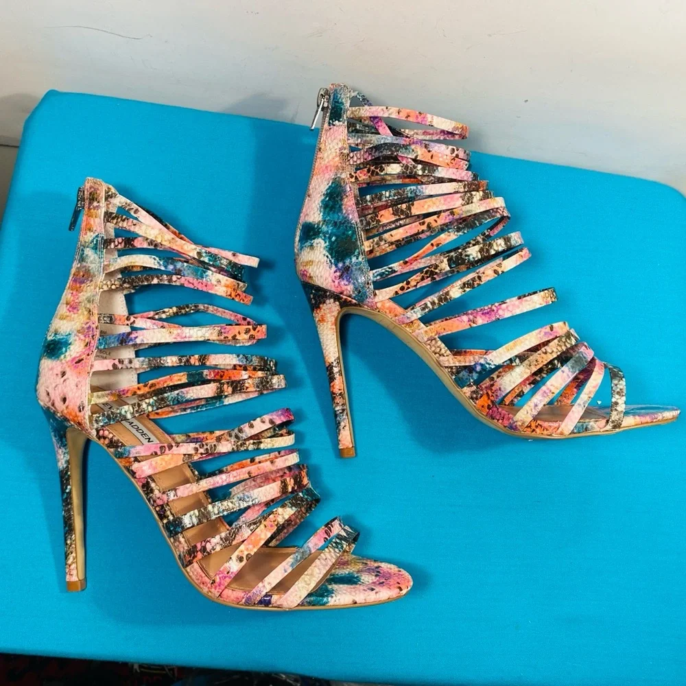 Steve Madden Multicolor Strappy Heels - Picture 2 of 8